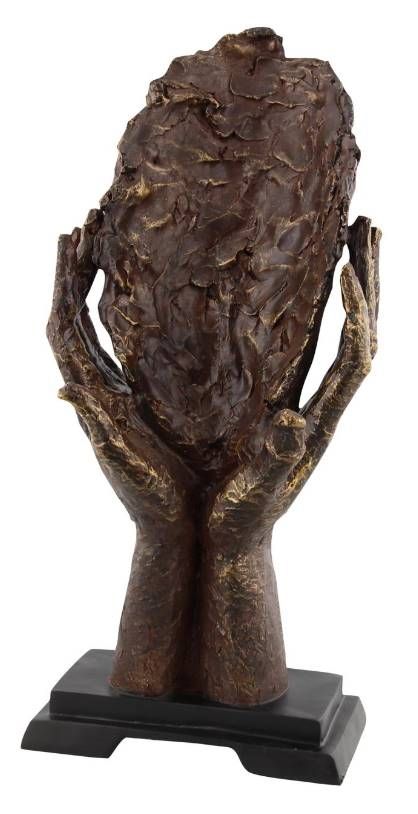 Deco Marche Brown Mask Thinker Sculpture-2