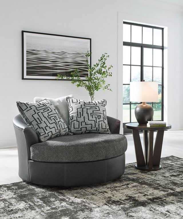 Benchcraft® Brixley Graphite Oversized Swivel Accent Chair-4