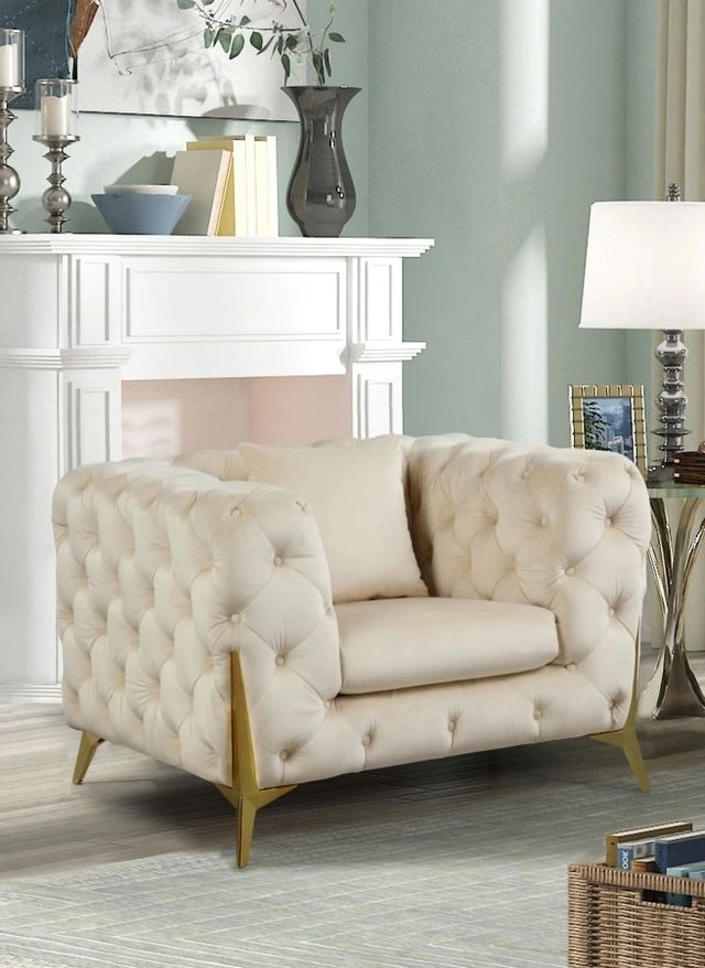 Meridian Furniture Kingdom Cream Velvet Chair-1