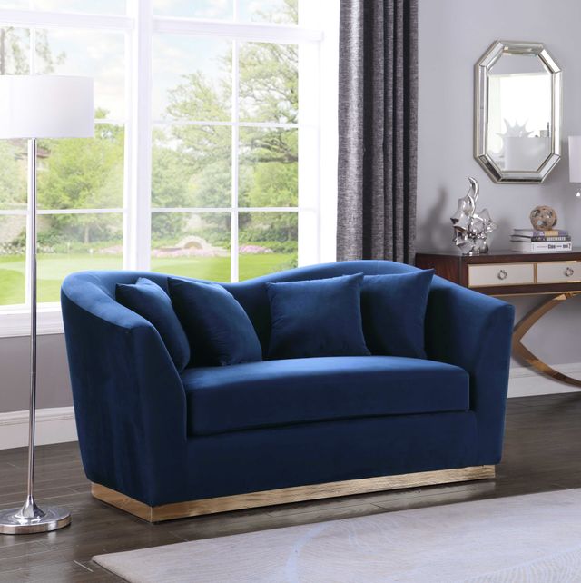 Meridian Furniture Arabella Navy Velvet Loveseat-2