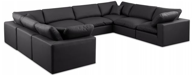 Meridian Furniture Comfy 8-Piece Black Vegan Leather Sectional-0