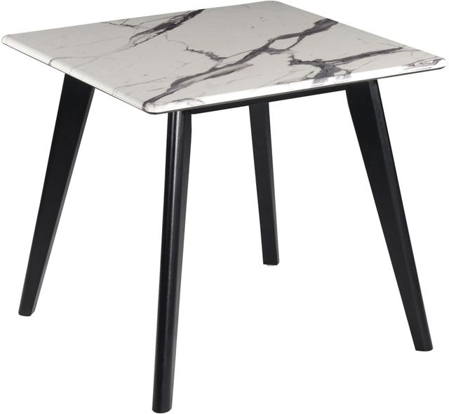 Coaster® Bayhill Faux Marble Top End Table with Black Metal Tapered Legs -0
