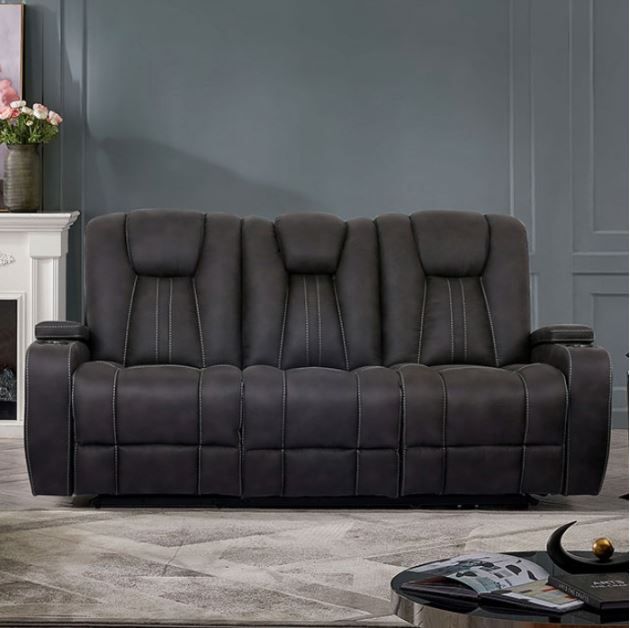 Furniture of America® Amirah Dark Gray Power Reclining Sofa-1