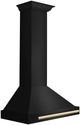 ZLINE Autograph Edition 30" Black Stainless Steel Wall Mounted Range Hood with Polished Gold Handle-2