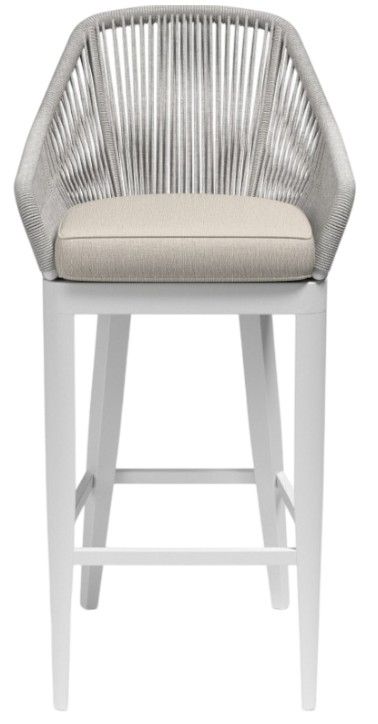 Sunset West Miami Silver Gray Aluminum/Olefin Rope Outdoor Bar Stool with Echo Ash Cushion-1