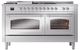 Ilve® Nostalgie II Noblesse 60'' Stainless Steel Pro Style Dual Fuel Range with Chrome Trim-1