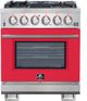 FORNO® Capriasca 30" Stainless Steel Pro Style Gas Range with Red Door-0