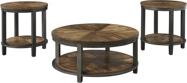 Signature Design by Ashley® Roybeck 3-Piece Light Brown/Bronze Occasional Table Set-0