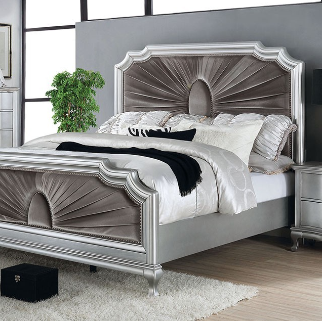 Furniture of America® Aalok Silver/Warm Gray California King Bed-0