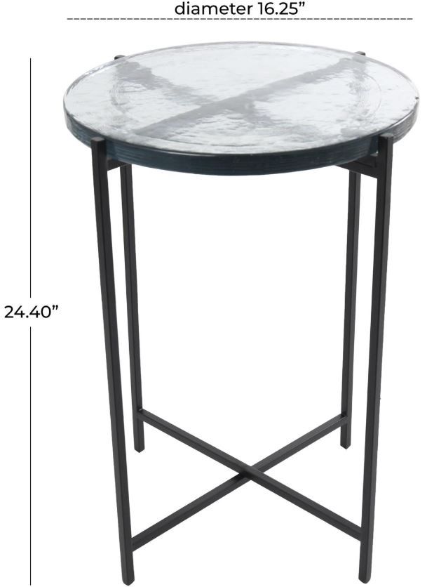 Deco Marche Clear Glass Top with Black Base Table-3