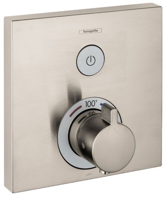 Hansgrohe ShowerSelect Brushed Nickel Square Thermostatic Trim with One Function-0