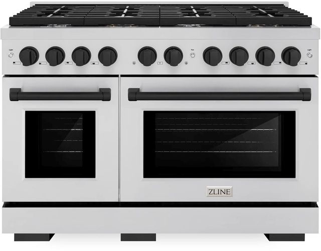 ZLINE Autograph Edition Paramount 48" Stainless Steel Pro Style Dual Fuel Range with Matte Black Accents-0