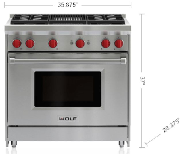 Wolf® 36" Stainless Steel Pro Style Liquid Propane Gas Range-1