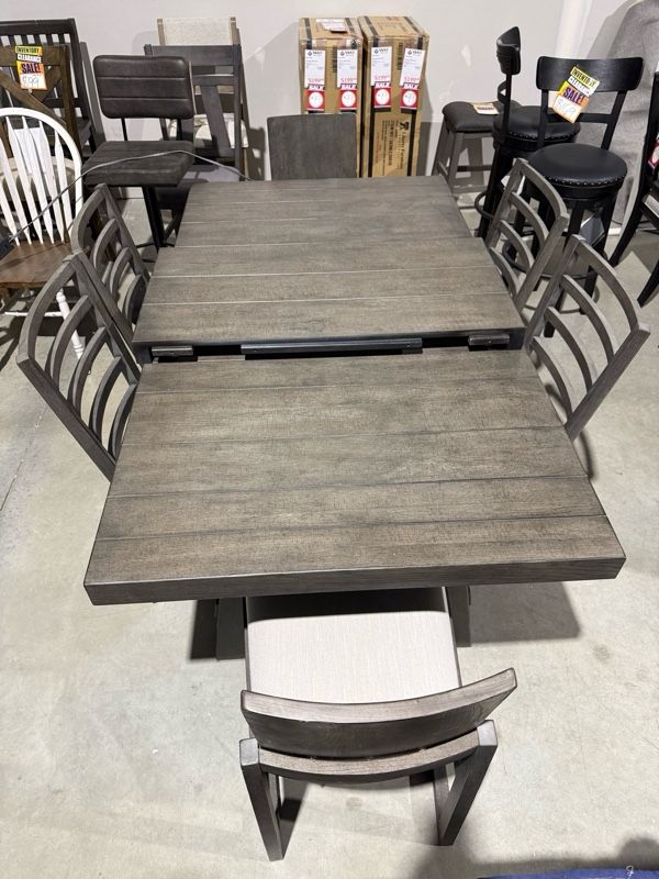 Clearance Liberty Furniture Modern Farmhouse 7-Piece Dusty Charcoal Trestle Table Set-0