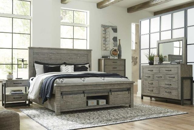 Signature Design by Ashley® Brennagan 5-Piece Gray Queen Storage Panel Bed Set-2