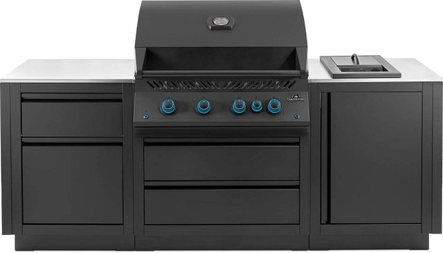 Napoleon OASIS® 700 Series 32" Matte Black Built-In Liquid Propane Outdoor Kitchen Kit with Stainless Steel Countertops-0