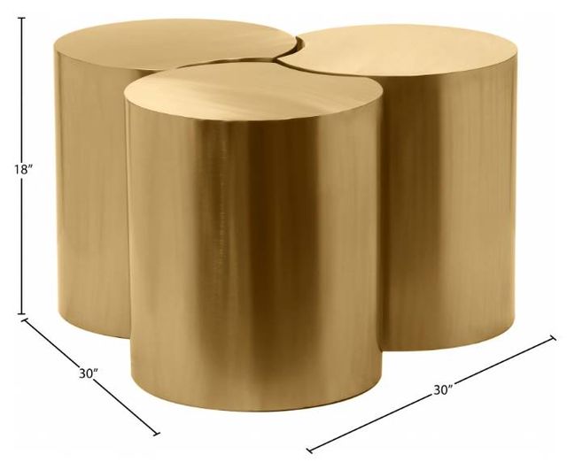 Meridian Furniture Dimple 3-Piece Gold 18" Modular Nesting Coffee Table Set-2