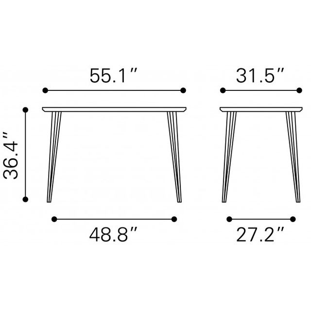 Zuo® Modern Deus Black Counter Table with Gold Metal Base-3