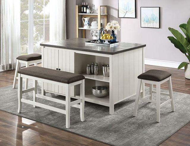 Furniture of America® Heidelberg Off-White Counter Height Table with Dark Gray Top -1