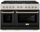 ZLINE Autograph Edition Paramount 48" Satin Stainless Steel Pro Style Gas Range with Black Matte Door and Polished Gold Accents-0