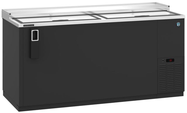 Hoshizaki Back Bar 69" 19.6 Cu. Ft. Black Vinyl Two Section Bottle Cooler with Slide Top Doors-2