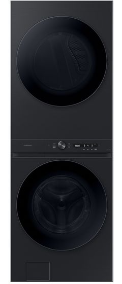 Samsung® 500 Series 5.3 Cu. Ft. Washer, 7.6 Cu. Ft. Dryer Brushed Black Stacked Laundry