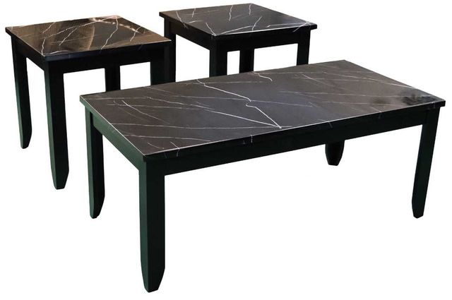 American Wholesale Furniture 3-Piece Black/Espresso Faux Marble Tables-0
