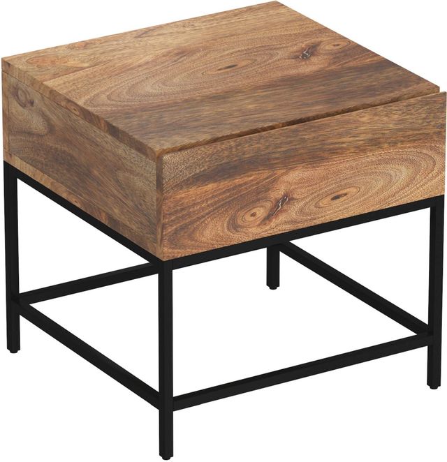 Worldwide Homefurnishings Inc. Ojas Natural Burnt Accent Table with Black Base-0