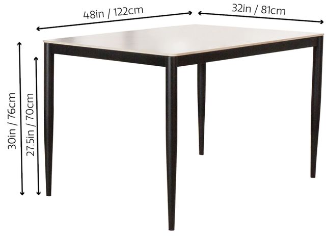 Cramco Marta White Sintered Stone Top 48" Dining Table with Matte Black Base-2