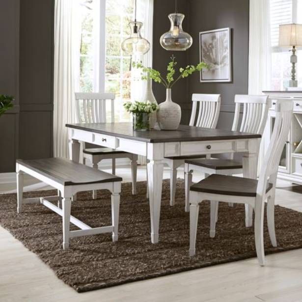 Liberty Furniture Allyson Park Charcoal/Wirebrushed White Bench-1