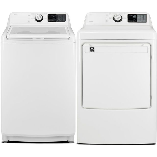 Midea® 4.5 Cu. Ft. Top Load Washer & 7.5 Cu. Ft. Gas Dryer White Laundry Pair-0