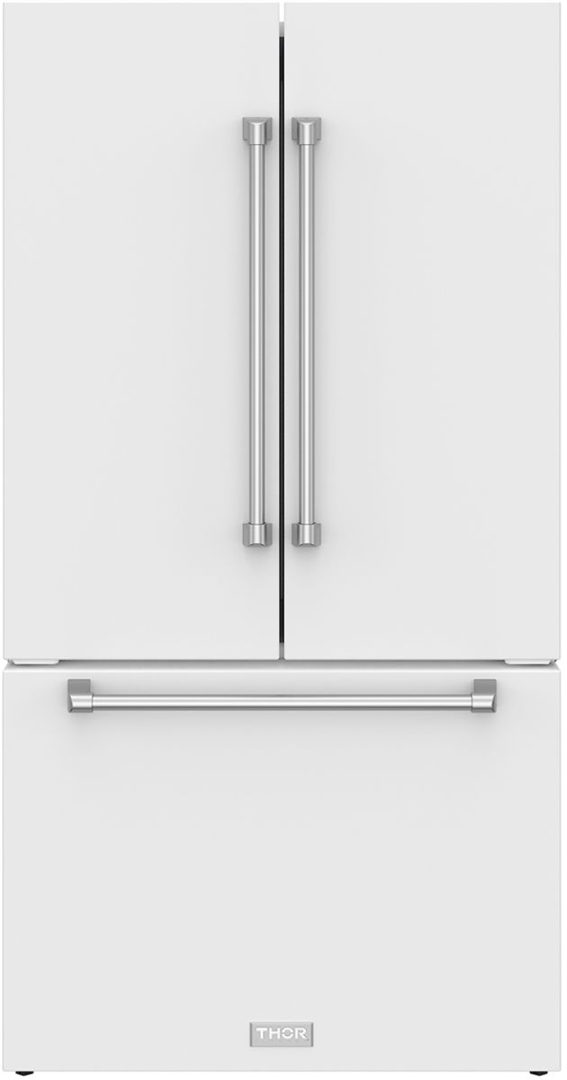 Thor Kitchen Gordon Ramsay Series 36" White French Door Counter Depth Refrigerator with Ice Maker & Stainless Steel Hardware-0
