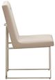 Michael Amini® Marin Brushed Stainless Steel/Greige Dining Side Chair-3