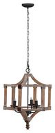 A & B Home Andreas Black/Light Whitewash Round Chandelier-0