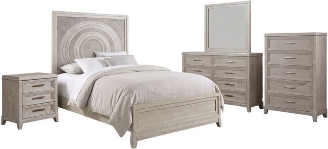 Liberty Furniture Belmar 5-Piece Silver Champagne/Washed Taupe Queen Panel Bedroom Set-0