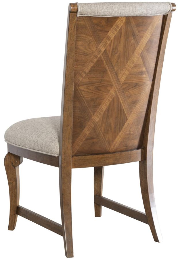 Legacy Classic Echelon Heritage Walnut Parquet Back Upholstered Dining Side Chair-2