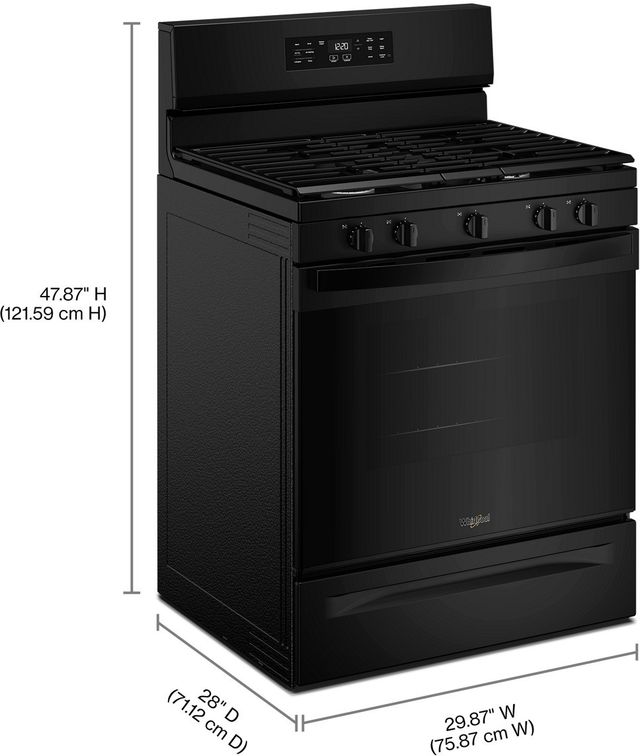 Whirlpool® 30" Black Freestanding Gas Range with Air Cooking Technology and Steam Clean-2