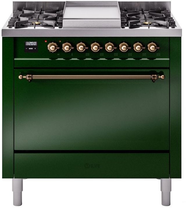 Ilve® Nostalgie II Series 36" Emerald Green Pro Style Dual Fuel Range-0