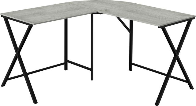 Monarch Specialties Inc. 55"L Grey Top with Black Metal Corner Computer Desk-0