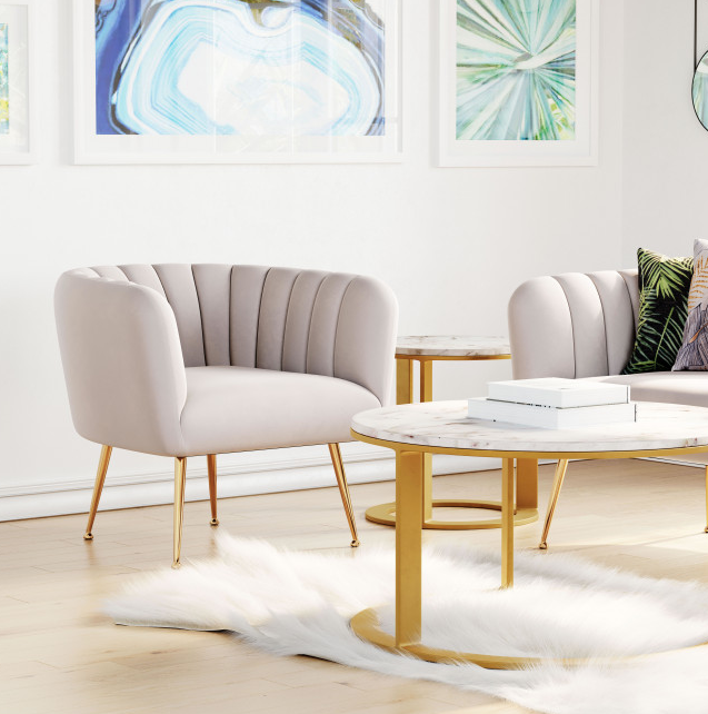 Zuo® Modern Deco Beige/Gold Accent Chair-2