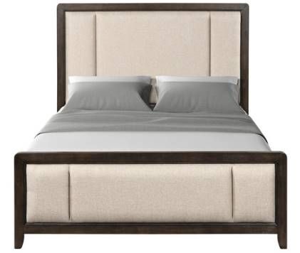 Bernards Fulton Beige/Medium Brown Upholstered Queen Panel Bed-1