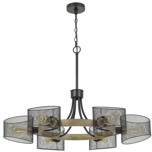 Cal® Lighting & Accessories Dronten Brushed Black/Wood Chandelier-0