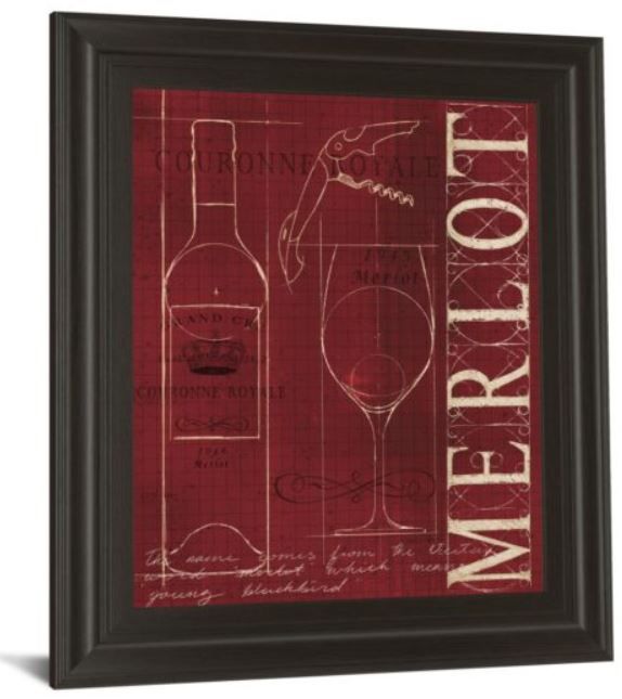 Classy Art Red Wine Blueprint Il by Marco Fabiano Framed Print Wall Art-1