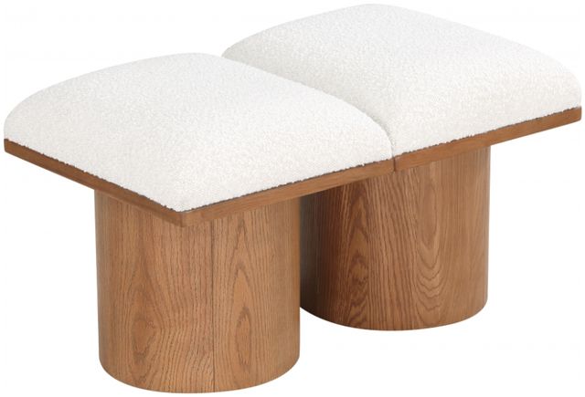 Meridian Furniture Pavilion 2-Piece Cream/Walnut 36" Modular Bench-0
