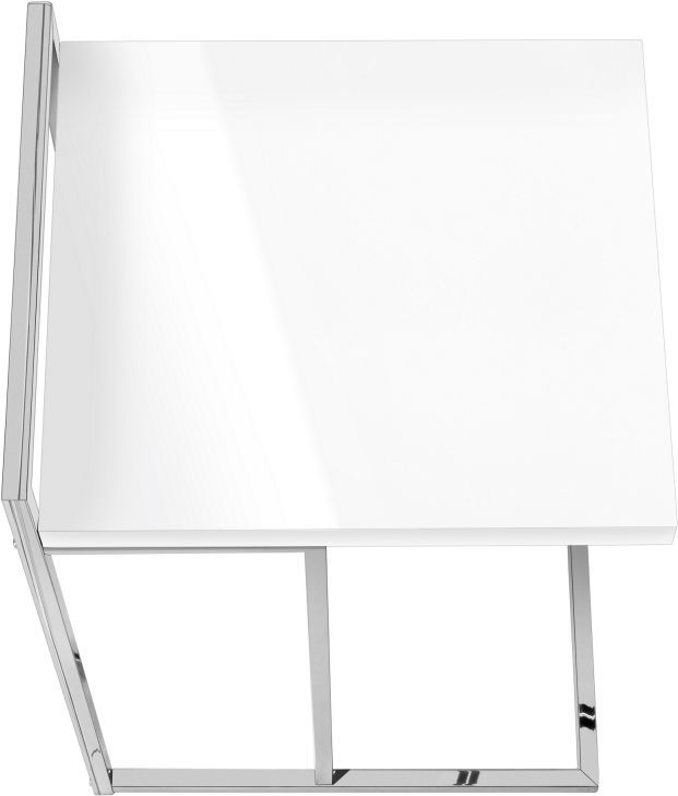 Monarch Specialties Inc. Glossy White 25"H Accent Table with Silver Base-1
