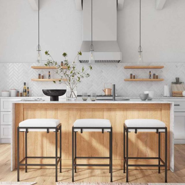 Uttermost® Paradox Matte Black/White Counter Stool-1