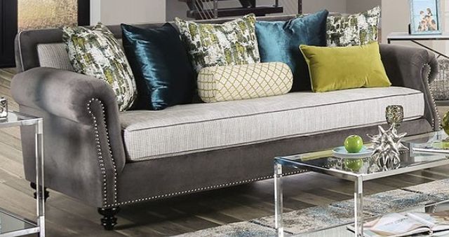 Furniture of America® Mariella 2-Piece Gray/Beige Living Room Set-1