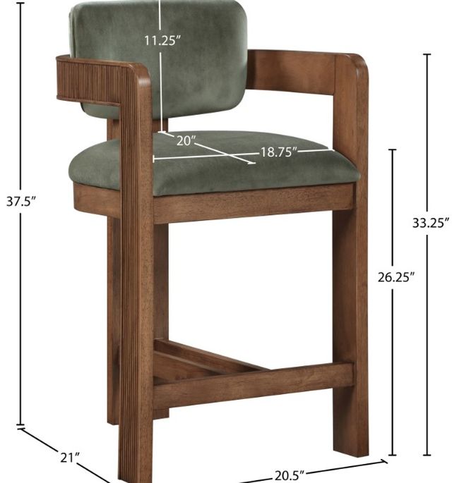 Meridian Furniture Sacha Green/Brown Upholstered Counter Stool-2