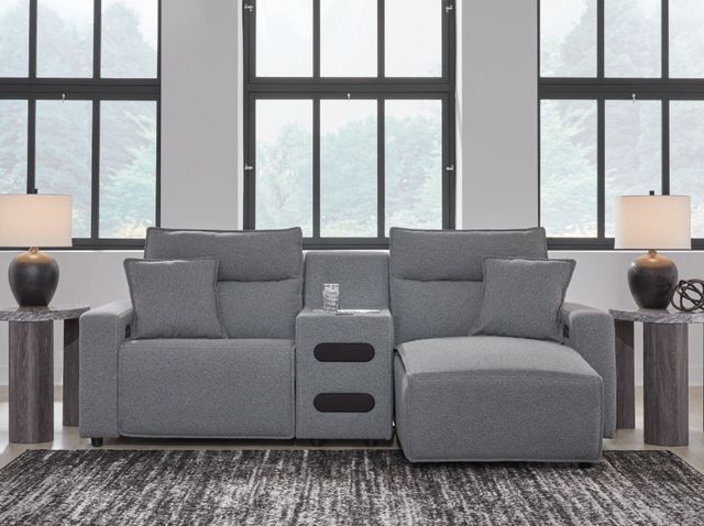 Signature Design by Ashley® Modmax II 3-Piece Pepper/Salt Right Arm Facing Power Reclining Sectional with Console Audio System-4