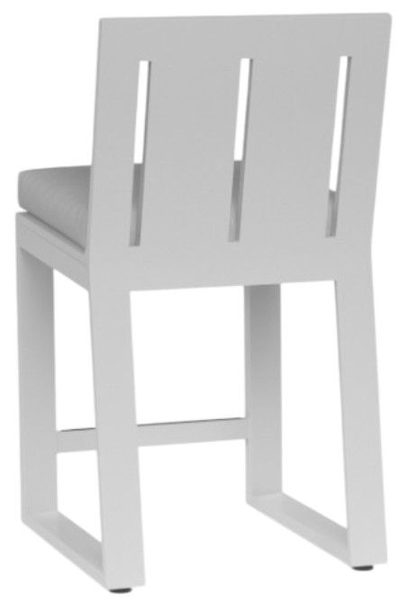 Sunset West Newport Satin White Aluminum Outdoor Counter Stool with Cast Silver Cushion-2